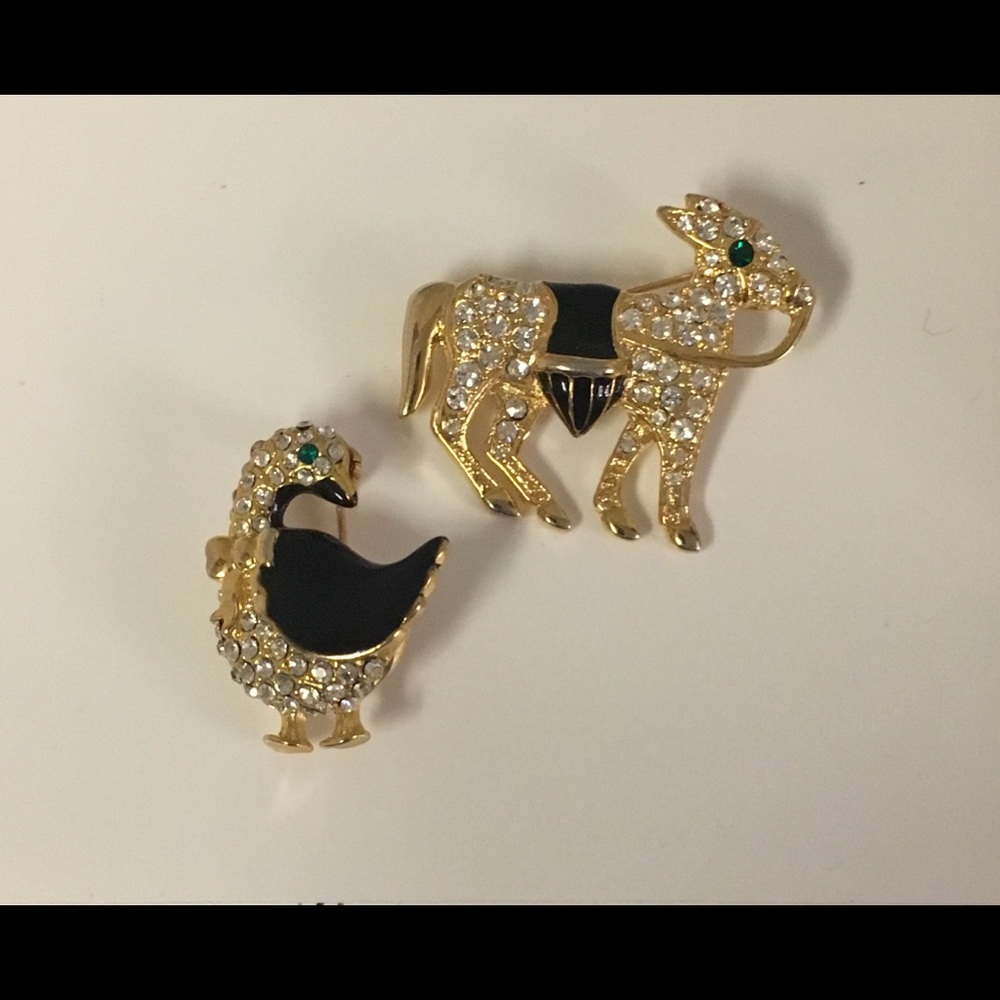 Fancy Donkey and Duck Brooches